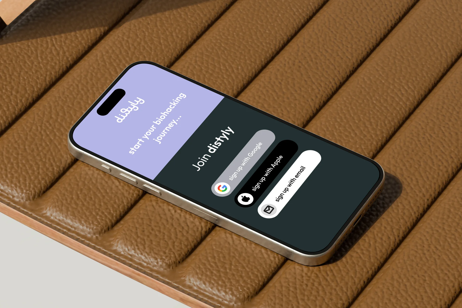 Distyly signup screen on mobile