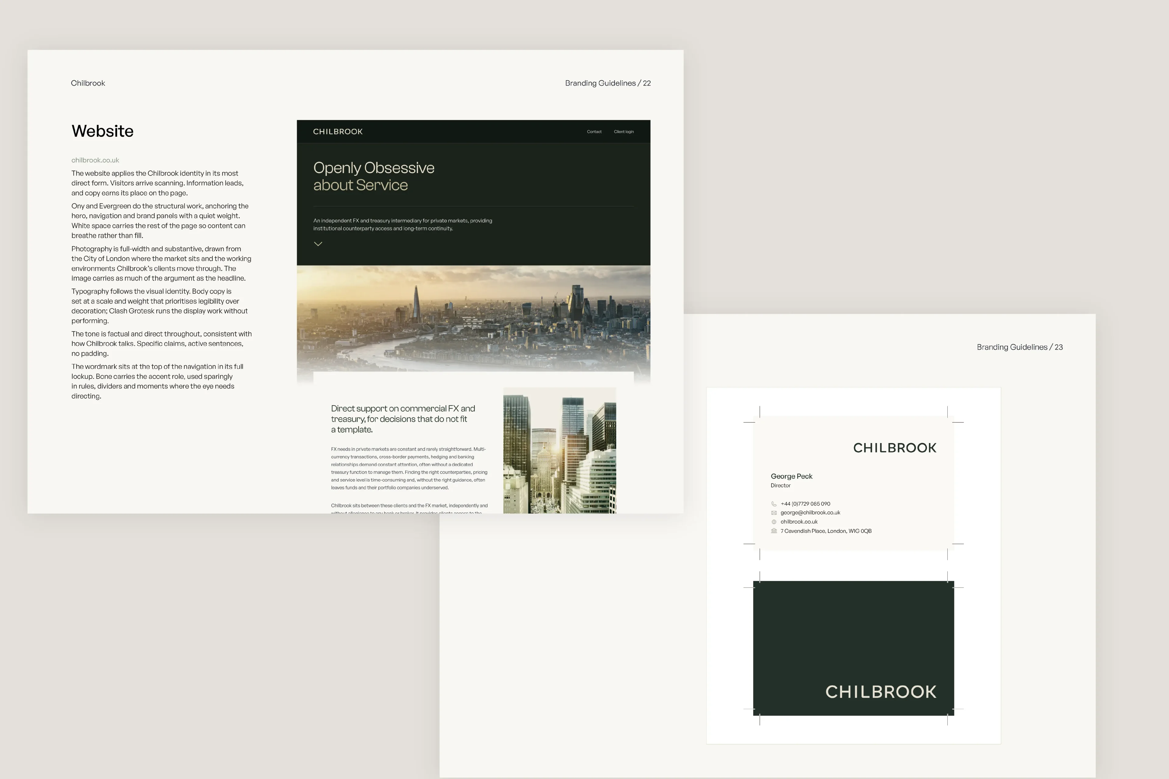 Chilbrook collateral pages from the branding guidelines